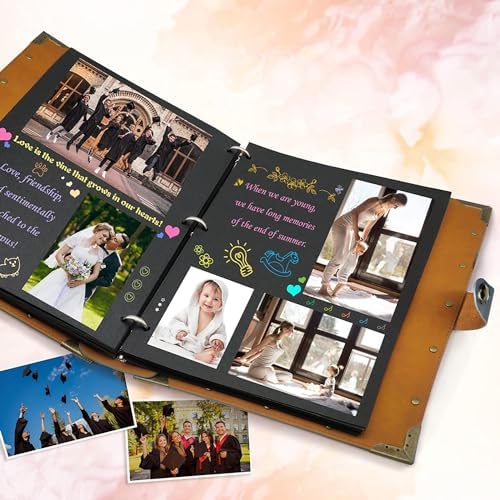 ZEEYUAN DIY Scrapbook Photo Album 60 Pages PU Leather Memory Photo Book 8.5x11 inch, Vintage Family Scrap Book Travelling Journal Scrapbook Scrapbooking Kits Gift for Couples Anniversary Birthday