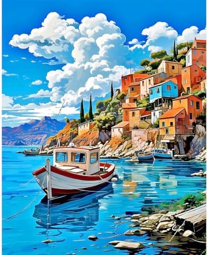 Seaside Landscape Paint by Numbers Kit for Adults Without Frame 16x20 IN