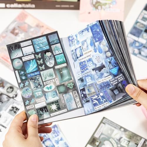 Japanese Sticker Book,990 Pcs Nature Landscape Themed Comic Retro Stickers Book for DIY Cute Scrapbooking Journaling Handbook Material Decoration