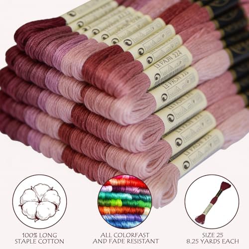 Embroidery Floss - Cross Stitch Threads - Friendship Bracelets Floss - Crafts Floss - 14 Skeins Per Pack Embroidery Floss, Garnet Gradient