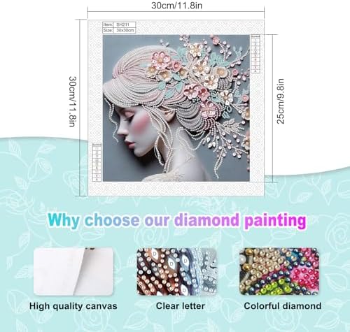 AiYuanzsh Special Shape Diamond Painting Kits for Adults, 5D Crystal Rhinestone Diamond Art Canvas, DIY Paint by Diamonds Craft Kit, Sparkling Woman Profile Diamond Painting for Home Wall Decor Gift