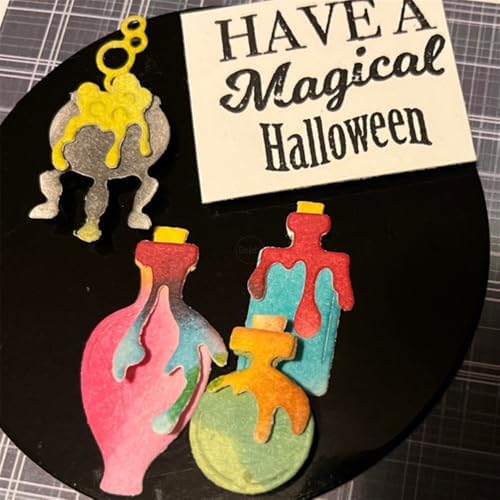 Patchwork Halloween Magic Potion Bottle Metal Cutting Dies for Card Making