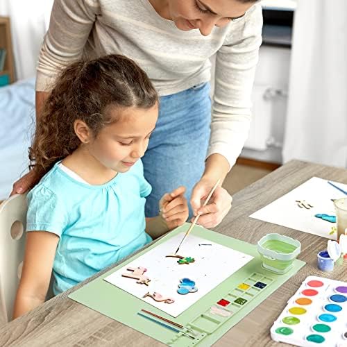 Silicone Painting Mat, Art Mat with Cup and Paint Brush Cleaner Tool
