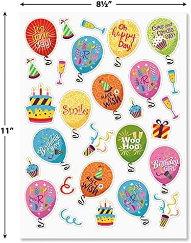 Current Birthday Sticker Variety Pack - 8 Sheets, 70 Assorted Stickers for Kids, Teachers, School, Scrapbooking, Journals, Monthly Planners, Calendars, Holiday Crafts & Greeting Cards