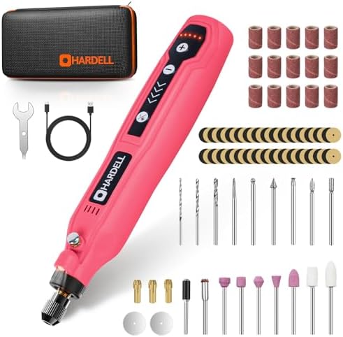 HARDELL Mini Cordless Rotary Tool, 5-Speed 69pcs Kit for Engrave/Sand/Drill | 5000-18000RPM,2000mAh, LED Light, Lownoise, Lightweight, Ergonomic Compact DIY Tool for 3D Printer Polishing, Craft Carving