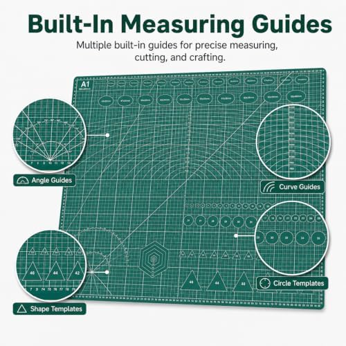 Large Cutting Mat, 35" x 23", 1 Pack Double-Sided 5-Ply Self Healing Cutting Mat, for Sewing, Quilting, Scrapbooking & Craft, Large Craft Cutting Board for Hobby Use(A1), Green
