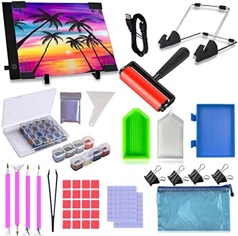 LIRUNQIU 59 Pcs Diamond Painting A4 LED Light Pad Kit