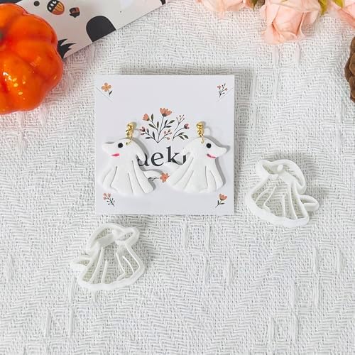 Xaekicr Halloween Ghost Dog Polymer Clay Cutters – Cute Clay Earring Cutters for DIY Jewelry Making, Polymer Clay Molds and Craft Tools, Set of 2