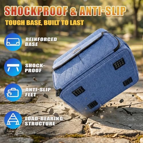JJRING Acrylic Paint Organizer Bag With Adjustable Dividers, Blue