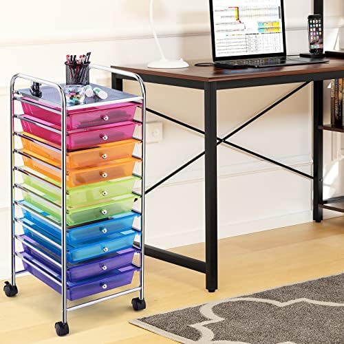 COSTWAY 10-Drawer Rolling Storage Cart, Utility Mobile Trolley