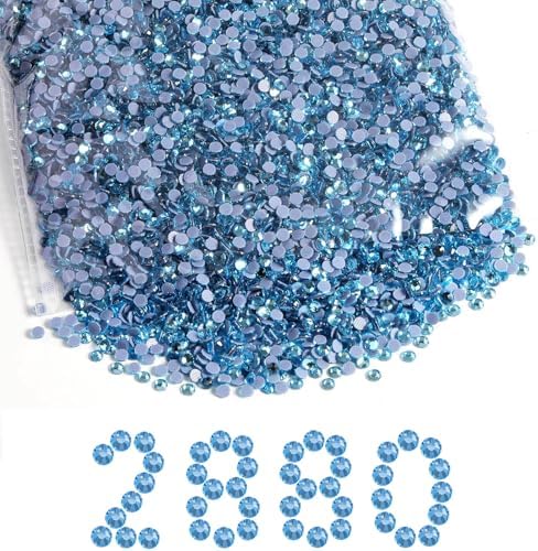 Beadsland Hotfix Rhinestones Bulk, Aquamarine, SS30, 2880pcs