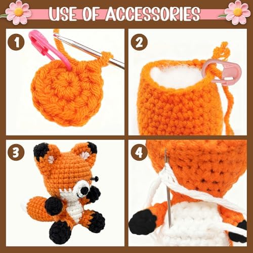 6PCS Crochet Kit for Beginners with Video Tutorial DIY Crochet Animals