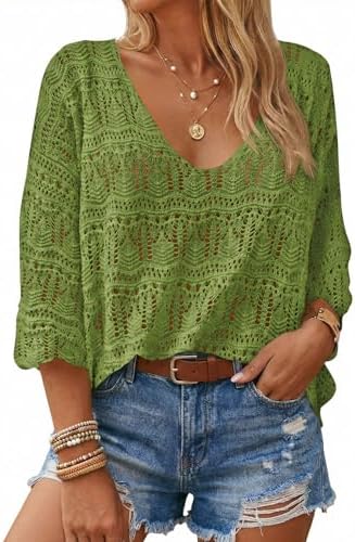 Saodimallsu Womens Crochet Cover Up Sweater Tops