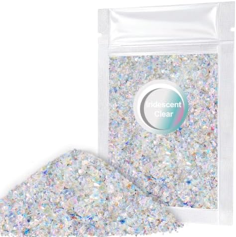 Matio 1.8oz/ 50g Iridescent Crushed Glass,Iridescent Clear