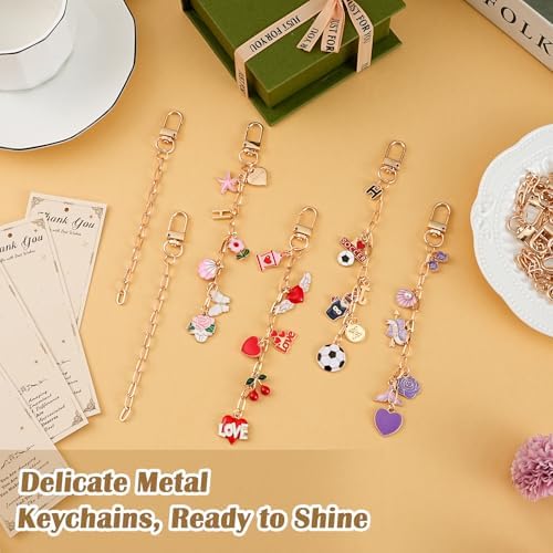 Riwiuue 20 Pcs Keychain Making Kit, Gold Key Chain Making Supplies