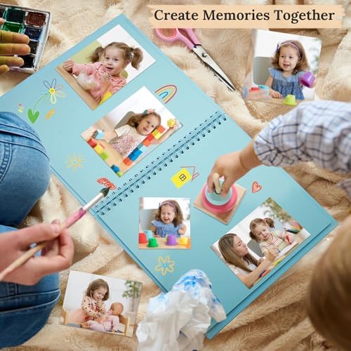 Scrapbook Photo Album 8"x8" 20 Sheets 40 Pages Hardcover Kraft Paper Blue