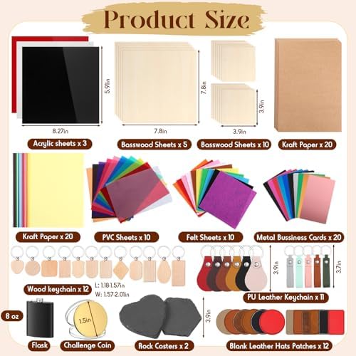 Tondiamo 137 Pcs Laser Engraving Materials, Cutting Blanks Explore Kit