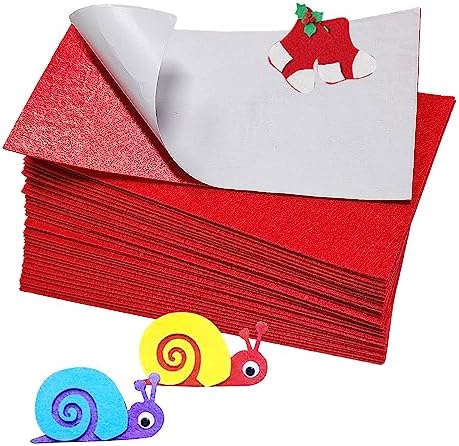 Jtnohx Self Adhesive Felt Sheets Adhesive Backed Felt Fabric Red 33Pcs