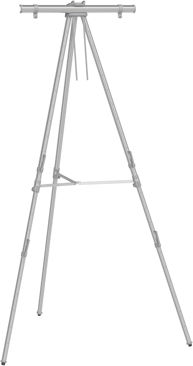 Quartet Easel, Aluminum, Heavy-Duty, Telescoping, 66" Max. Height, Supports 45 Lbs, Silver (55EX)