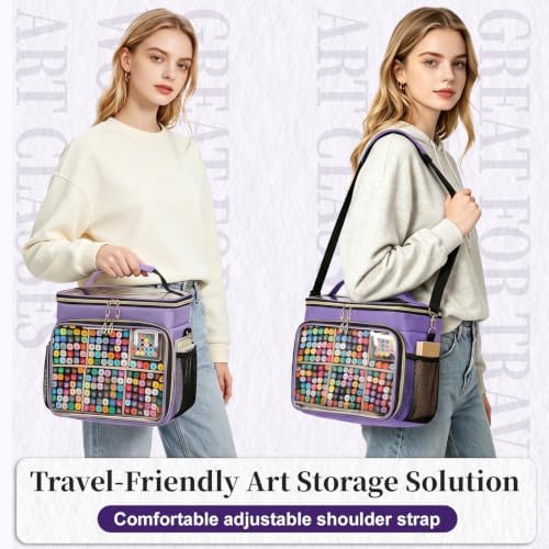 Large Double-Layer Marker Organizer Case for 200-300 Marker, Purple