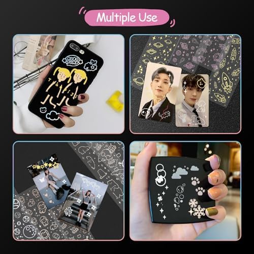 36 Sheets Kpop Holographic Decorative Laser Stickers - Glitter Photocard Stickers with Heart, Butterfly, Bubbles Designs for Arts, Crafts & Photocards