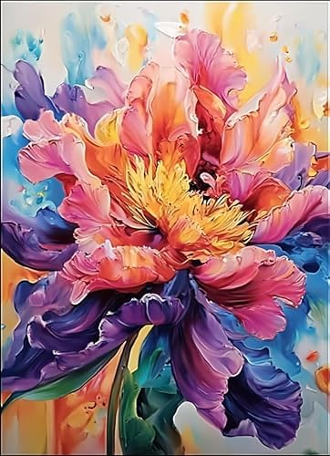 Flower Paint by Numbers Kit for Adults,Peony Adult Painting by Numbers for Beginner on Canvas,DIY Painting Kits for Home Wall Decor,Gifts (Flower4)