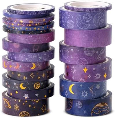 Mr. Pen- Washi Tape Set, 21 Rolls, Assorted Sizes, 5.5 Yards/Roll | Washi Tape for Scrapbook, Arts, Crafts, Journals and Planners, Outer Space Design