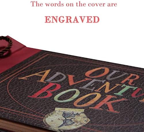 Our Adventure Book Handcrafted 11.92 x 7.62" Leather-Bound Scrapbook with 80 Pages, Embossed Lettering, Inspired by 'Up', Ideal for Photos, Weddings&Travel Memories Gift Box Included (Handmade Book)