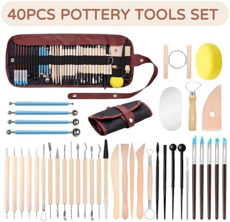 VIBRATITE 10LB Air Dry Clay with 40PCS Pottery Tools, White Modeling Clay | Natural Pottery Clay for Sculpting, DIY Crafts, Classroom Art Projects and Creative Modeling, Ideal for Beginners and Artists