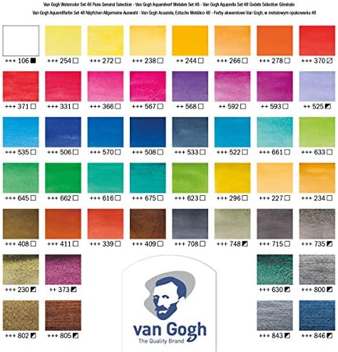 Van Gogh Watercolor Paint Set, General Selection, 48 Half-Pan