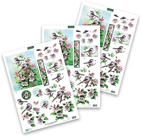Katy Sue Designs Floral Collection 3D Die-Cut Decoupage Sheets for Card Making. A Pack of 12 Sheets of Floral-Themed Die Cuts for Card Making Supplies or Scrapbooking
