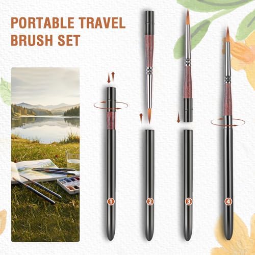 Falling in Art 4 Pcs Travel Watercolor Paint Brush Set