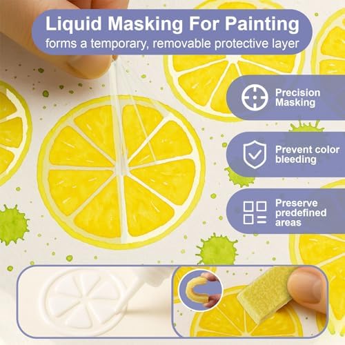 1DFAUL 60ml Masking Fluid for Art Watercolor Painting, Easy Peel-Off(White)