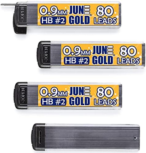 June Gold 0.9 mm, 320 Lead Refills, HB #2, 4 Dispensers/w 80 Pieces Each
