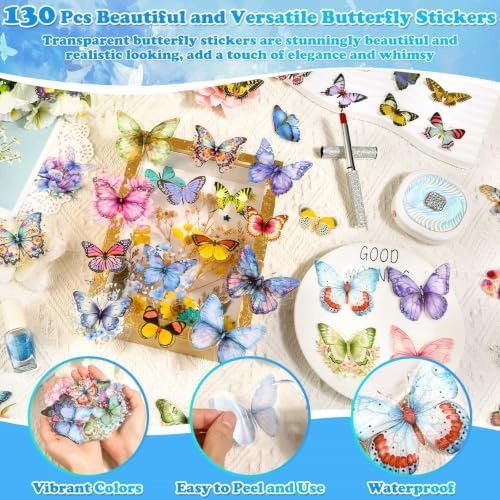 284 Pcs Real Dried Pressed Flowers & Butterfly Stickers for Resin Crafts