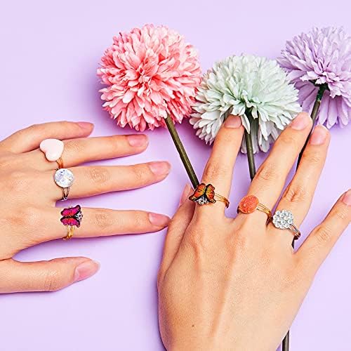 Herdear 40pcs Adjustable Blank Rings 12mm Base, Silver, Gold