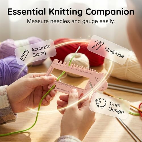 Crochet Gauge Measuring Tool,2026 New Knitting Needle Gauge Sizer,Crochet Hooks & Spinner Yarn Gauge Swatch Ruler Sweater Measuring Tool for Weaving, Crafting (3 PCS)