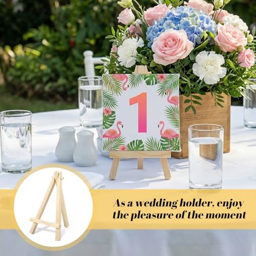 40 Pack 6“ Mini Wood Display Easel, Natural Wooden Small Easel Stand for Signs, Small Canvases, Table Display, Pictures, Photos, Wedding Place Cards, Crafts and Other Smaller Projects