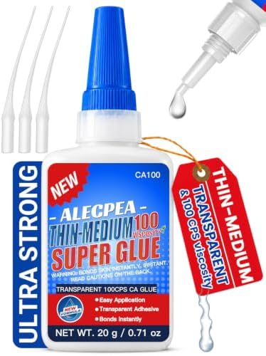 ALECPEA Thin CA Glue 100 CPS - Medium Viscosity Cyanoacrylate, 20g