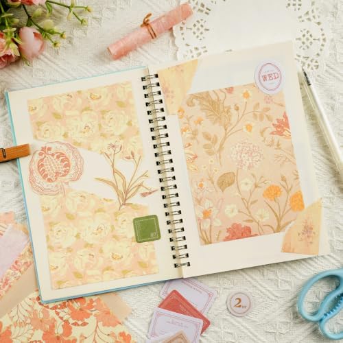 240 Sheets Vintage Floral Scrapbook Paper - 6 Themes Aesthetic Flowers Pattern, Scrapbook Supplies with Stickers Decorative Craft for Junk Journal Supplies Retro Crafts 4.1x5.8 Inch