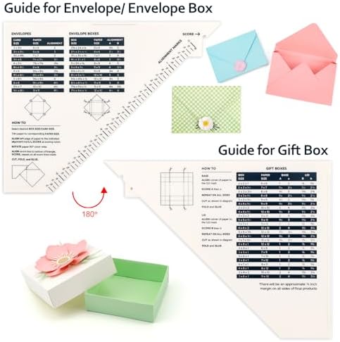 Briartw 12x12" Scoring Board for Making Envelopes,Envelope Boxes&Gift Boxes–Large Multi-Purpose Score Board with Bone Folder&Triangular Guide–Craft Scoring Tool for DIY Cards,Scrapbooking&Paper Crafts