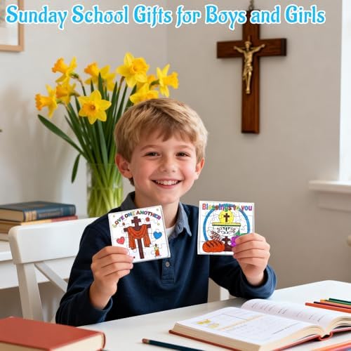 24 Sets Sunday School Crafts for Kids Ages 4-8, Christian VBS Craft Puzzle Jesus Cross Bible, Religious Arts Gifts for Classroom DIY Activity, Back to School Party Favors, Coloring Game Bulk Supplies