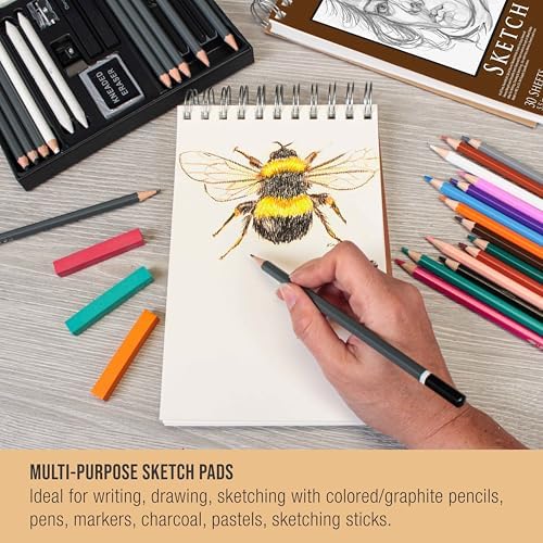 U.S. Art Supply 5.5x8.5 Premium Heavy-Weight Paper Spiral Bound Sketch Pad