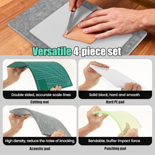 4 Pcs Leather Craft Pad Set, Cutting Mat & Sound Absorbing Pad
