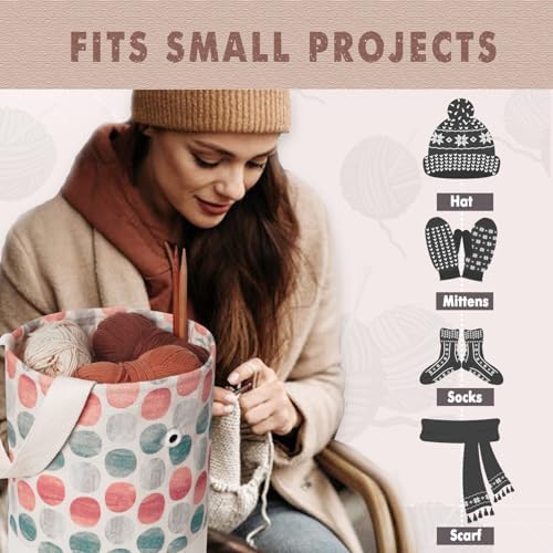 TOGETRUE Yarn Bag, Knitting Crochet Bag, Portable Yarn Storage Bags Organizer for Crocheting Project, Store Skein Ball, Short Knitting Needle (Large, Point Shape)