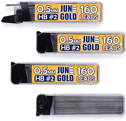 June Gold 0.5 mm, 640 Lead Refills, HB #2, 4 Dispensers/w 160 Pieces Each