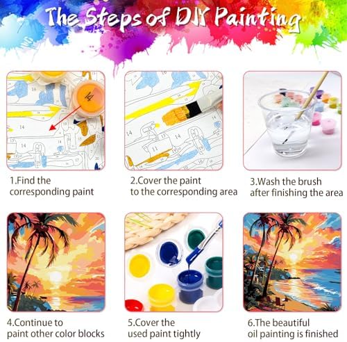 ZTOTZ Paint by Numbers Beach Ocean, Summer Paint by Numbers kit for Adults Beach,Holiday Paint by Numbers for Adults Wall Decor(16x20in)