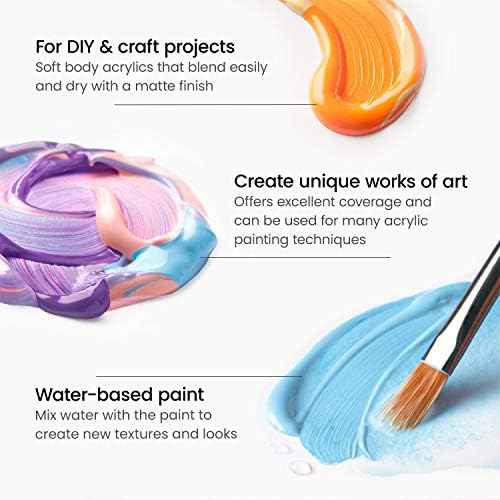 ARTEZA Craft Acrylic Paint, Set of 20 Vintage Tones, 2.02-oz/60 ml Bottles, Water-Based, Matte Finish, Matte Acrylic Paint Set for Art & DIY Outdoor Projects on Glass, Wood, Ceramics, Fabrics, Paper & Canvas