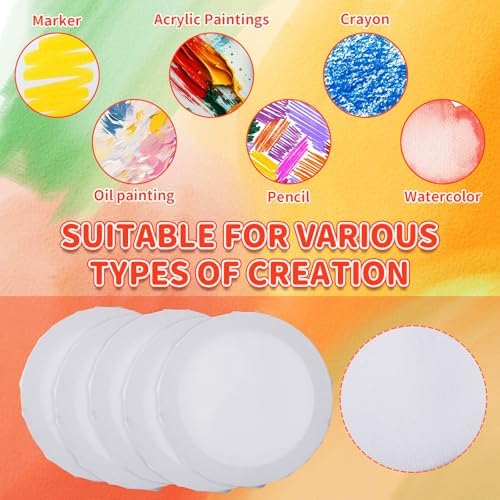 JMIATRY 10PCS Round Canvases for Painting 8 Inch, Circle Canvas Boards