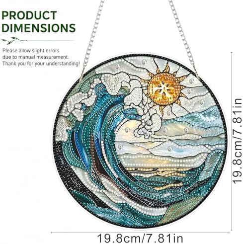 HMZephitiquc Beach Diamond Art Window Suncatchers, Special Shaped Crystal Diamond Painting Hanging, 5D Gem Art for Adults, Sun Catchers Indoor Window DIY Crafts for Gift Home Decor